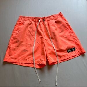 DANIEL PATRICK neon pink orange drawstring elastic waist logo patch shorts